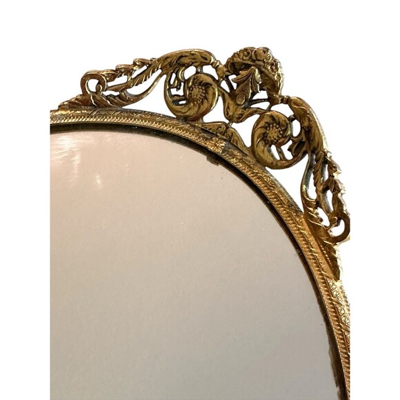 Vtg Stylebuilt Accessories 15’’ Oval Mirrored Vanity Tray Hollywood Regency Gold - Picture 4 of 7